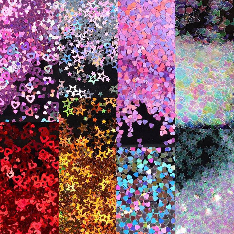 Holographic red butterfly nail art glitter sequins and 3D laser sheet for manicure decoration and nail design accessories by dev2-aff.