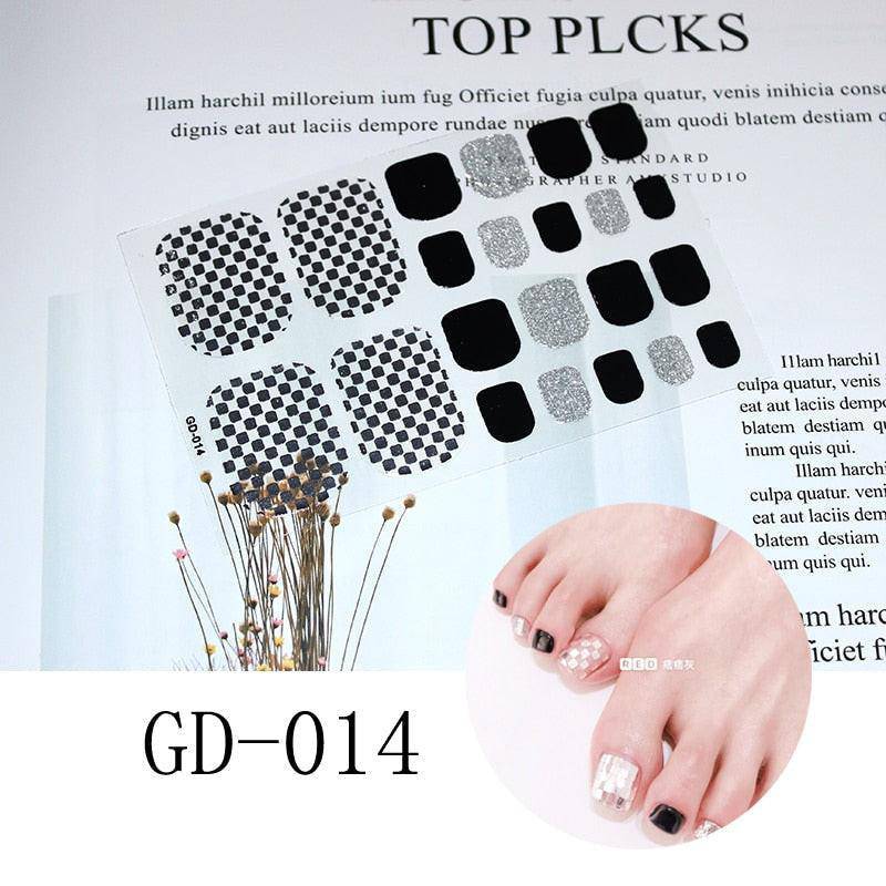 Full cover toe nail art glitter stickers in dark pink with sparkling design for summer manicure by dev2-aff.