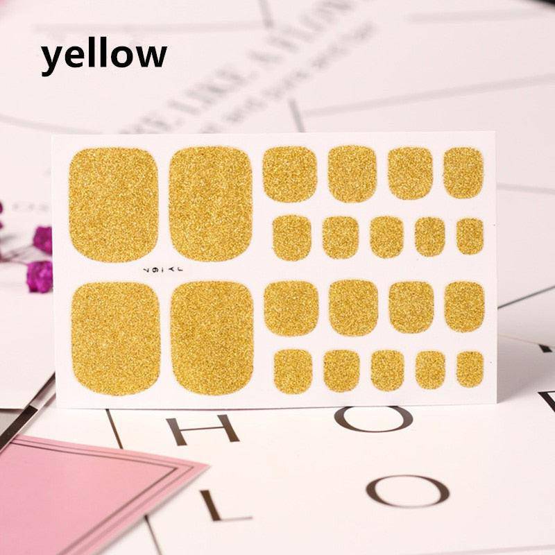 Full cover toe nail art glitter sticker sheet by dev2-aff with sparkling dark pink design for summer manicure and foot decoration