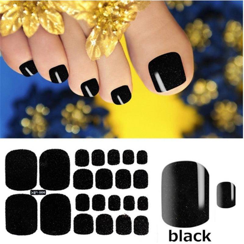 Full sheet of dark pink glitter toe nail art stickers for summer manicure, featuring sparkling foot decals by dev2-aff.