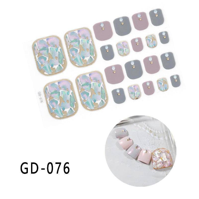 Dark pink full cover toe nail art glitter stickers by dev2-aff, featuring sparkling summer-style toenail decals for a sexy manicure look.