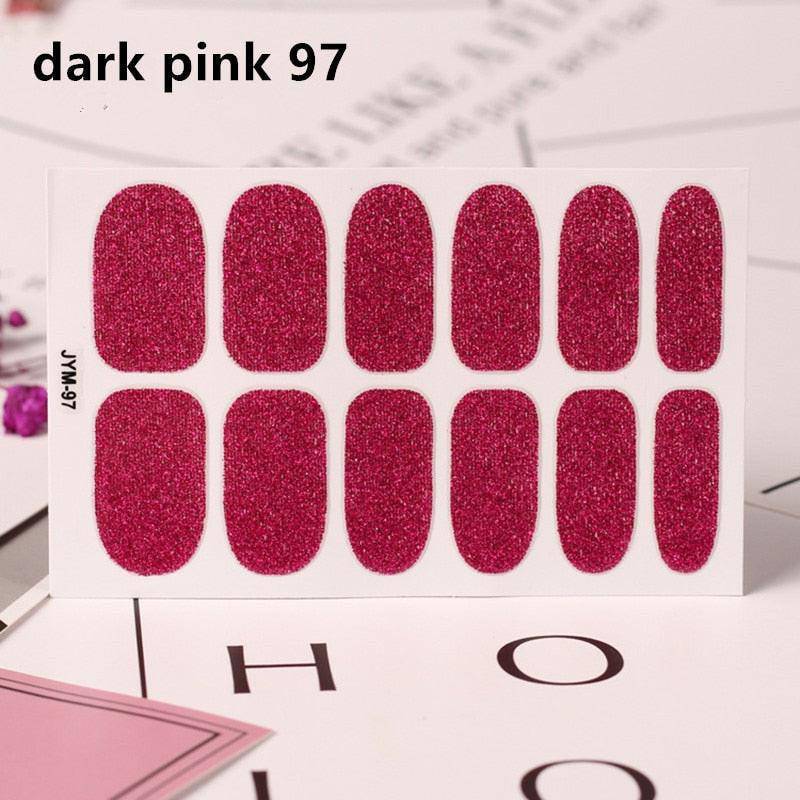 Dark pink full cover toe nail art glitter sticker sheet by dev2-aff, perfect for sparkling summer manicure and foot decor.