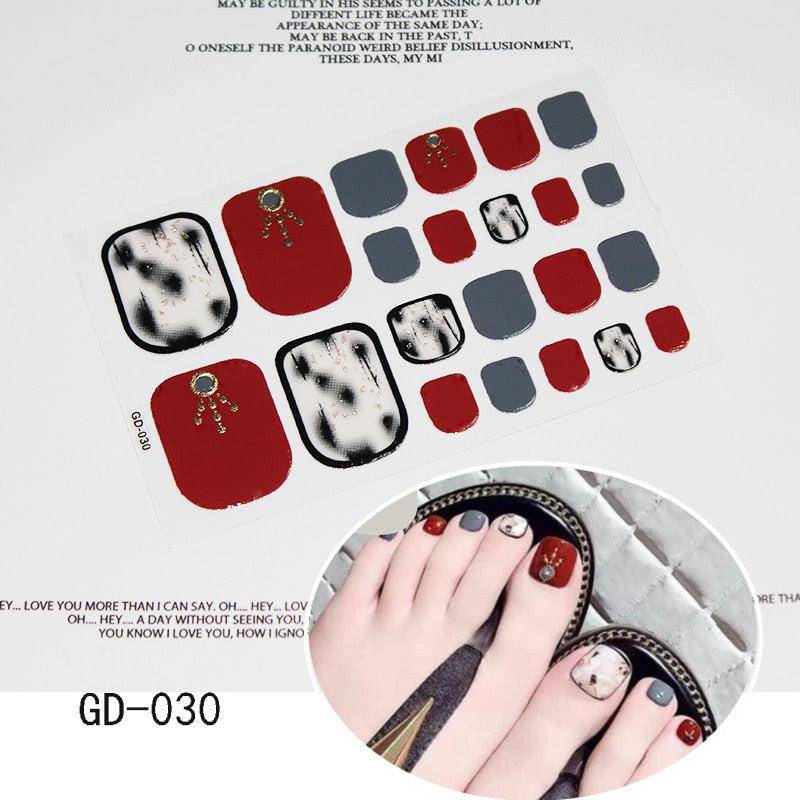 Dark pink glitter toe nail art stickers by dev2-aff, full cover sparkling toenail decals for summer manicures.