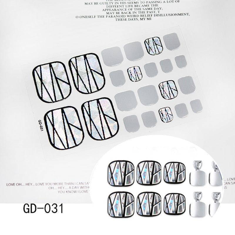 Dark pink full-cover toe nail art glitter stickers by dev2-aff, perfect for summer sexy manicure and sparkling toenail decoration.