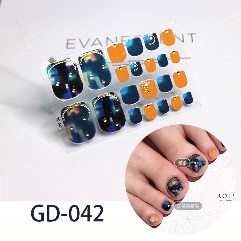 Dark pink full cover toe nail art glitter stickers by dev2-aff, featuring sparkling summer-style toenail decals for a stylish manicure.