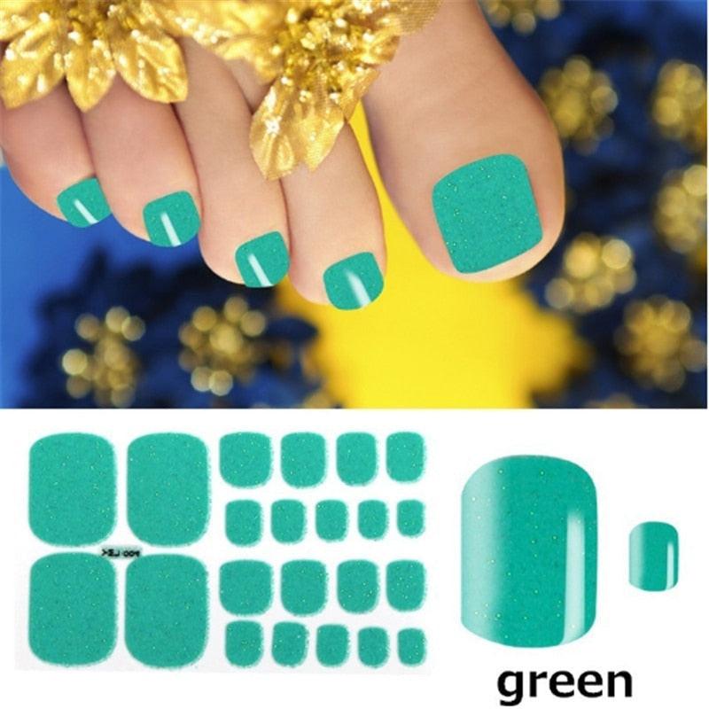 Dark pink full cover toe nail art glitter sticker with sparkling foot decals, perfect for summer manicure by dev2-aff.