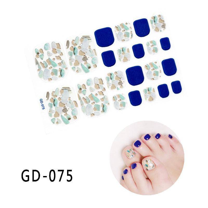 Dark pink full cover toe nail art glitter sticker sheet by dev2-aff, perfect for sparkling summer pedicure decorations.