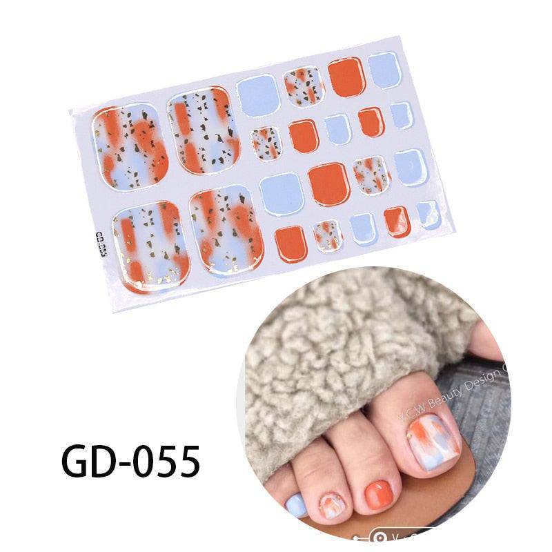 Full cover dark pink glitter toe nail art stickers by dev2-aff, featuring sparkling toenail decals for summer manicure style.