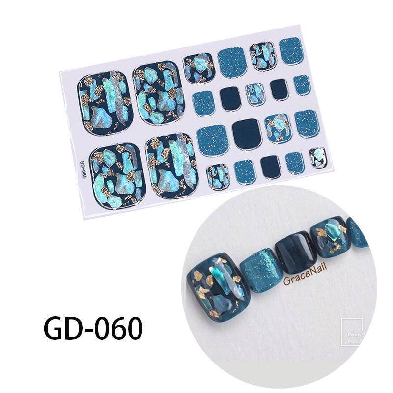 Full cover dark pink glitter toenail sticker sheet by dev2-aff, featuring sparkling summer-style toe nail art decals for a stylish manicure.