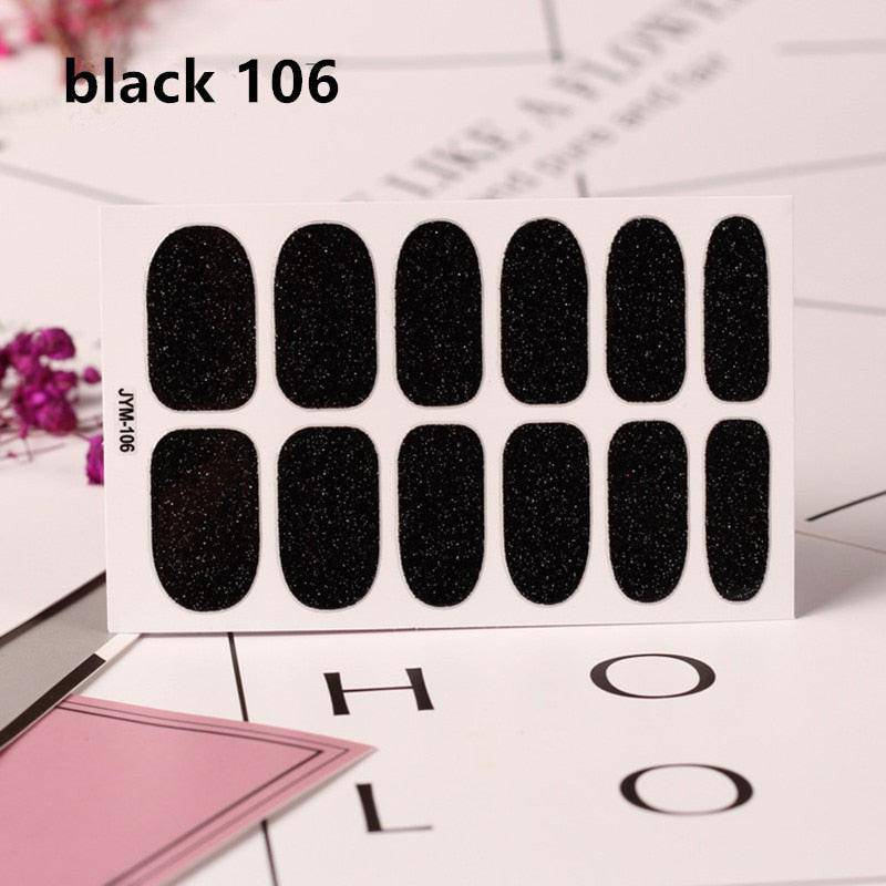 Full sheet of dark pink glitter toe nail art stickers by dev2-aff, featuring sparkling full-cover toenail decals for summer manicure.