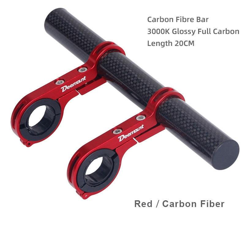 Red bicycle handlebar extended bracket for headlight, bike computer, and lamp support, made of alloy fiber, available in 10-30cm sizes.