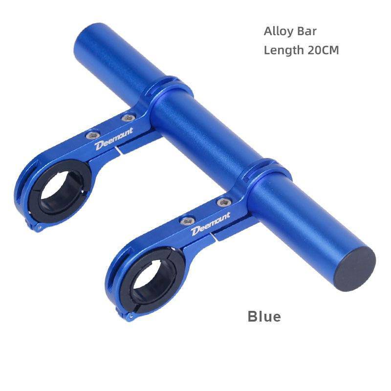 Red alloy bicycle handlebar extended bracket for headlight, bike computer, lamp support, and rack, available in 10-30cm lengths.