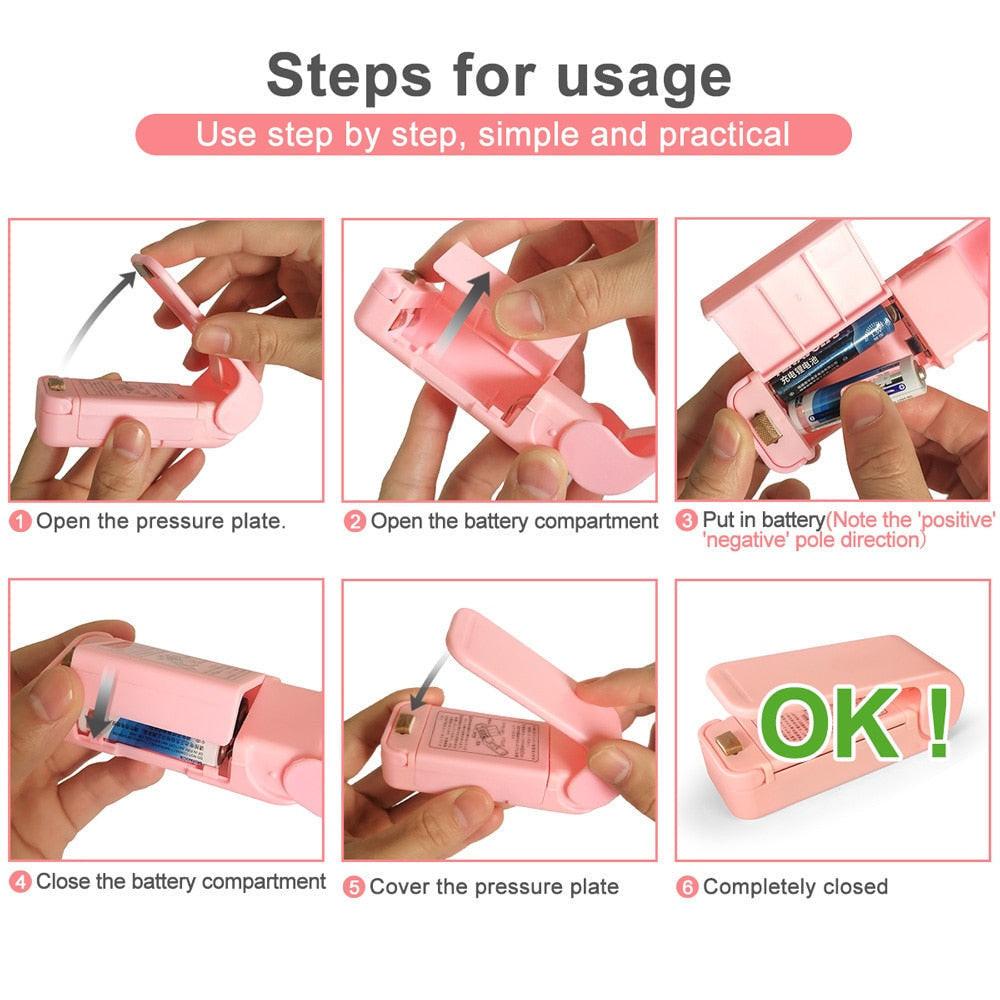 Dev2-aff mini heat bag sealing machine, portable food bag sealer for thermal plastic bags, kitchen packing accessories